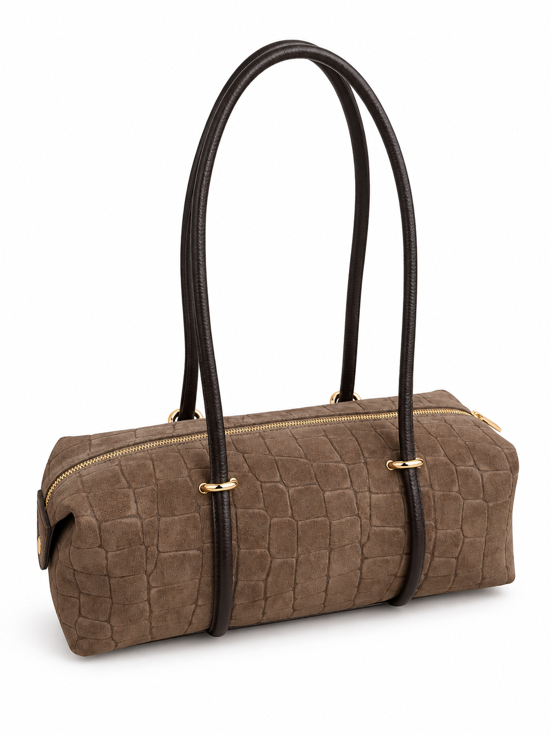 Vittoria – Croc-Embossed Suede Boston Bag