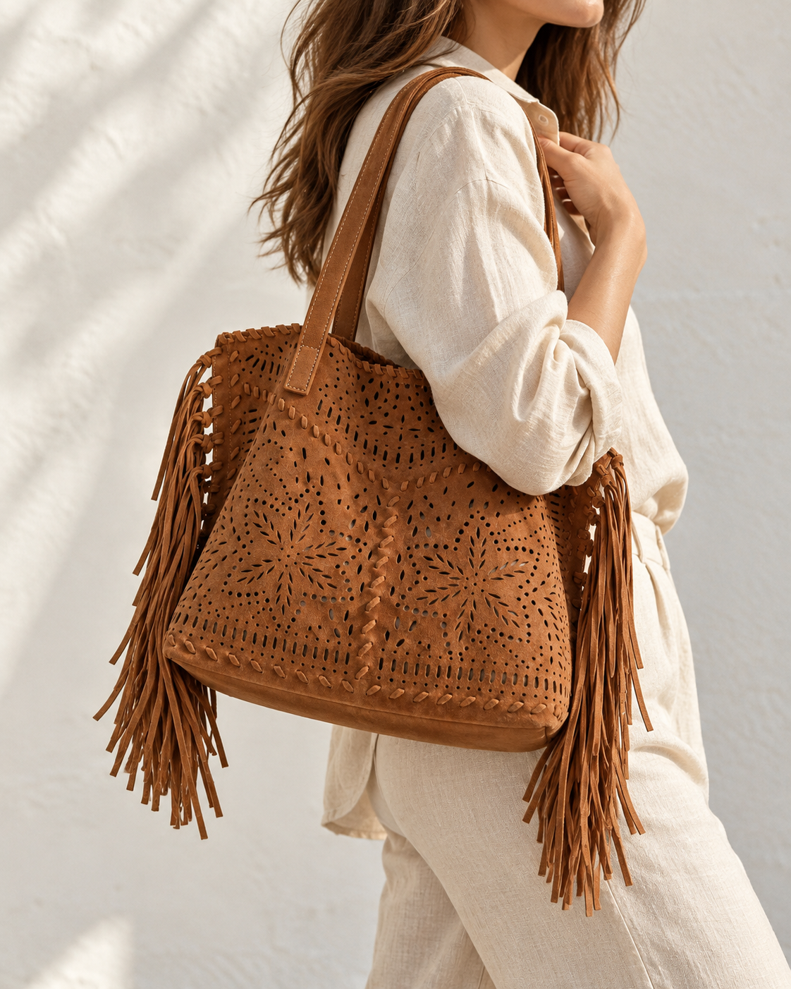 Sofia – Suede Fringe Tote