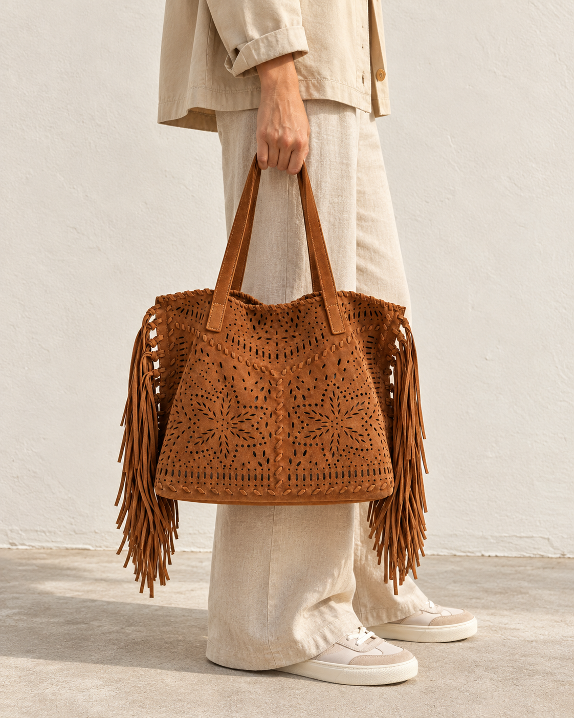 Sofia – Suede Fringe Tote