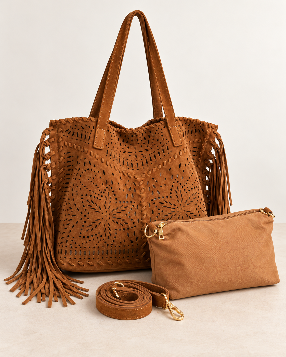 Sofia – Suede Fringe Tote