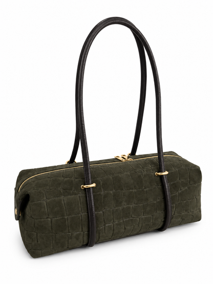 Vittoria – Croc-Embossed Suede Boston Bag