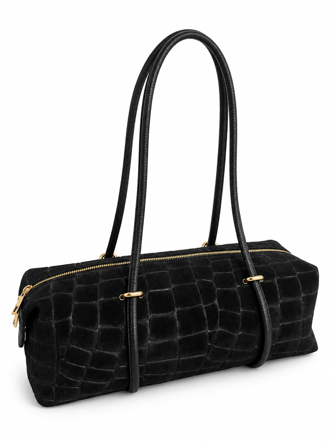 Vittoria – Croc-Embossed Suede Boston Bag