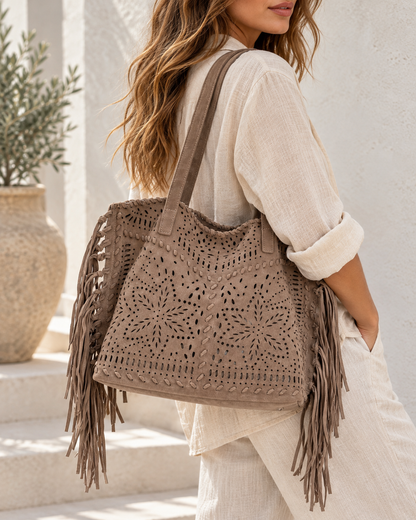 Sofia – Suede Fringe Tote