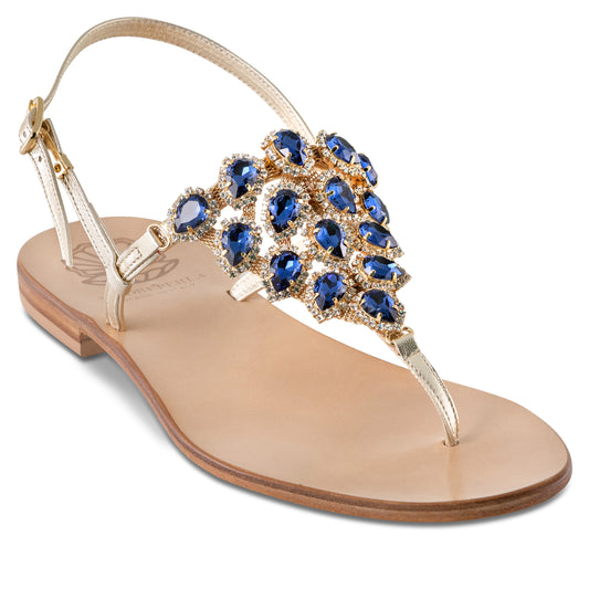 leather woman sandals with swarovskies