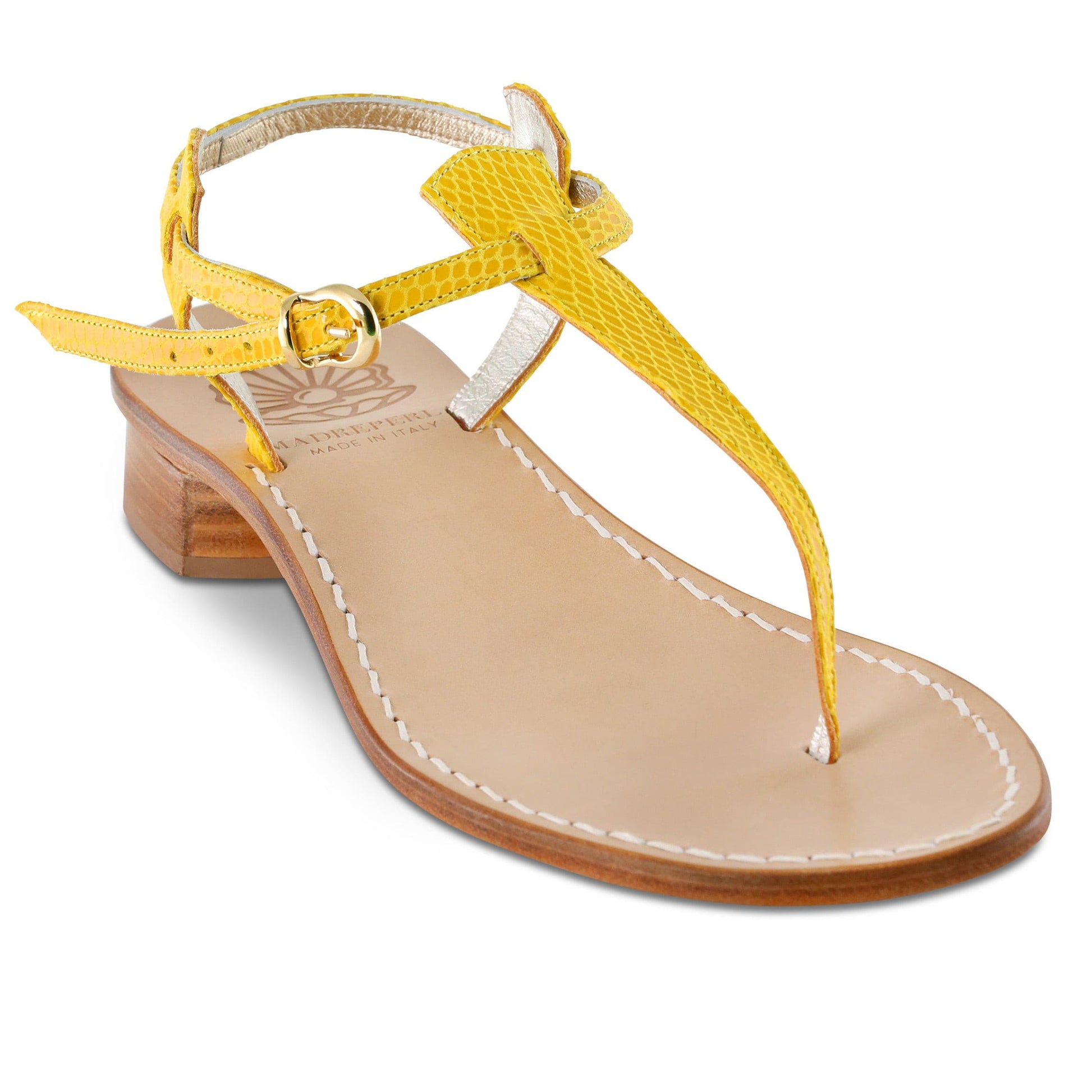 leather woman sandals in yellow