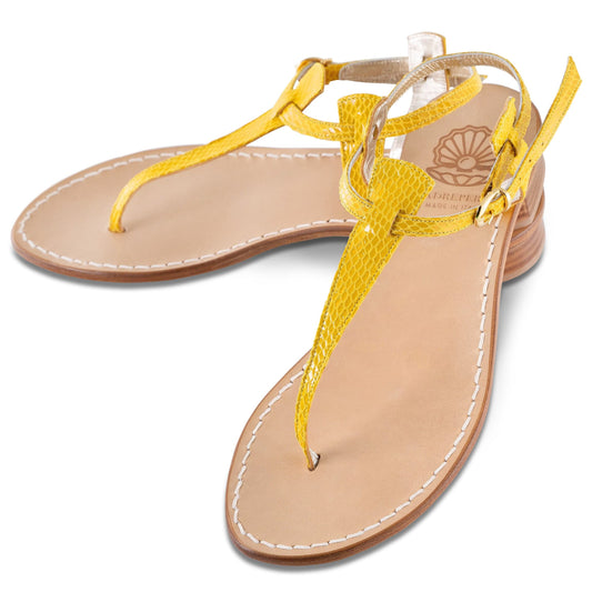 leather woman sandals in yellow