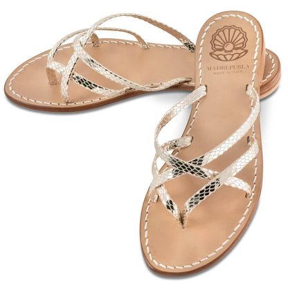 Sandalo in pelle Luce - Madreperla Capri Sandals