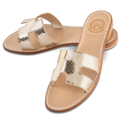 Sandalo in pelle Aurelia - Madreperla Capri Sandals
